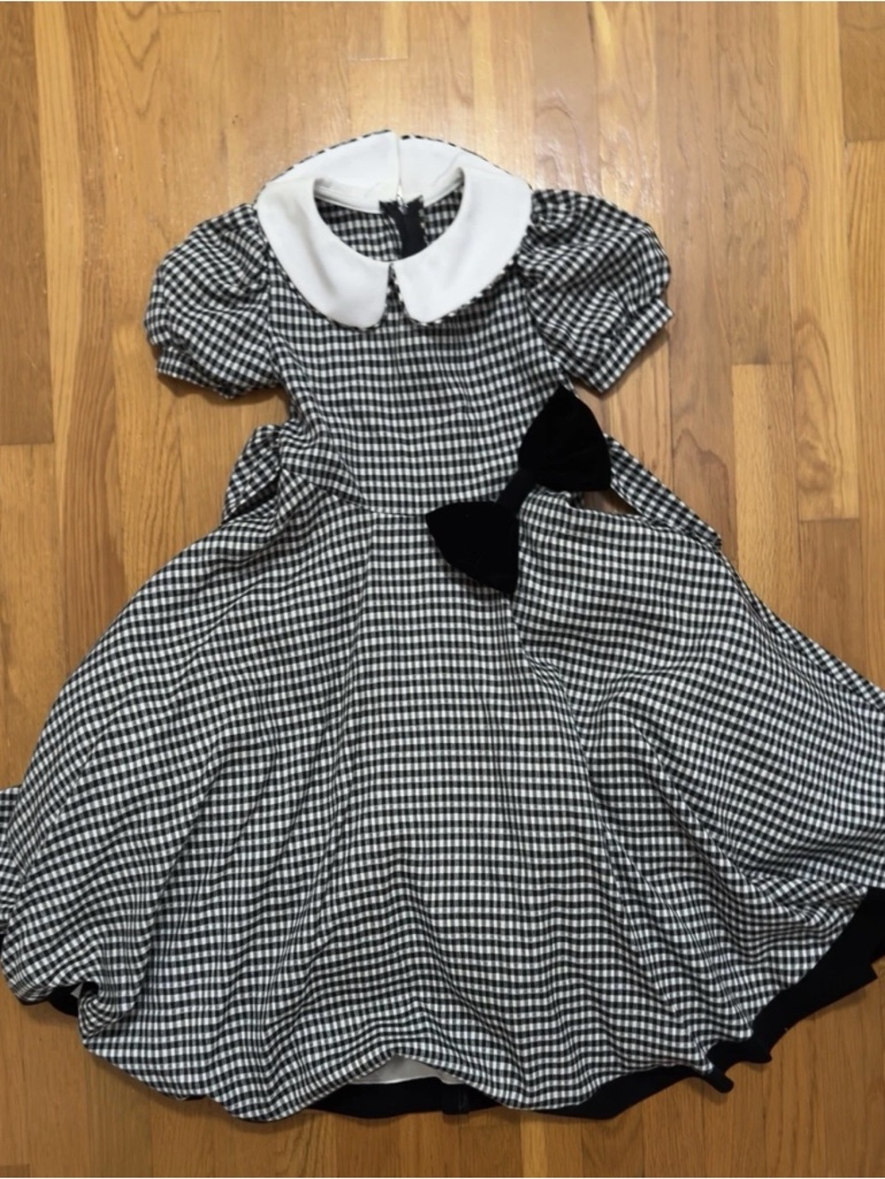 Classic Black & White Gingham Peter Pan Collar Kids' Formal Dress